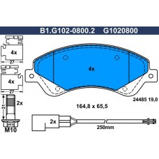 B1.G102-0800.2 GALFER КомплеК т гальмівних колодок, дискове гальмо