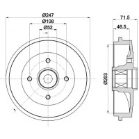 8DT 355 302-791 HELLA Гальмівний барабан
