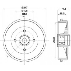 8DT 355 302-791 HELLA Гальмівний барабан