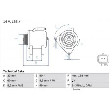0 986 049 450 BOSCH Генератор