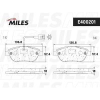 E400201 MILES Комплект гальмівних колодок дисковий гальм