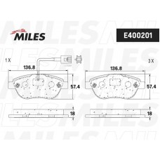 E400201 MILES Комплект гальмівних колодок дисковий гальм