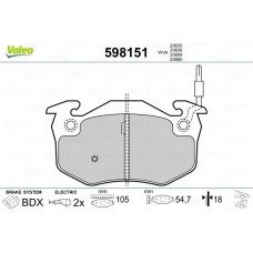 598151 VALEO Комплект гальмівних колодок дисковий гальм