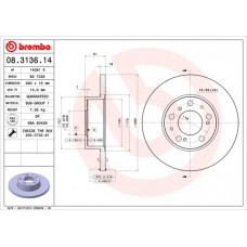 08.3136.14 BREMBO Гальмівний диск