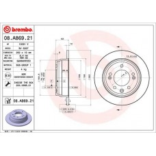 08.A869.21 BREMBO Гальмівний диск