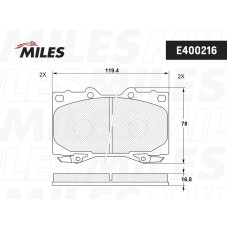 E400216 MILES Комплект гальмівних колодок дисковий гальм