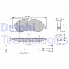 LP3136 DELPHI Комплект гальмівних колодок дисковий гальм