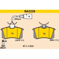 BA2228 BARUM КомплеК т гальмівних колодок, дискове гальмо