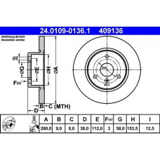 24.0109-0136.1 ATE Гальмівний диск