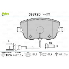 598720 VALEO Комплект гальмівних колодок дисковий гальм
