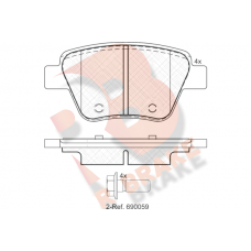 RB1967 R BRAKE Комплект гальмівних колодок дисковий гальм