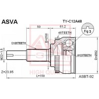 TY-C12A48 ASVA Шарнирный комплект, Привідний вал