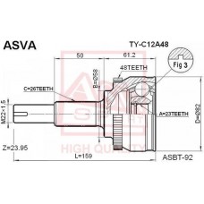 TY-C12A48 ASVA Шарнирный комплект, Привідний вал