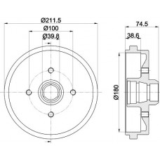 8DT 355 301-631 HELLA PAGID Гальмівний барабан