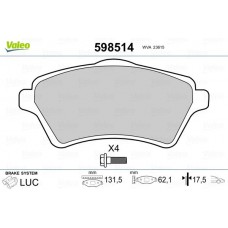 598514 VALEO Комплект гальмівних колодок дисковий гальм