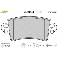 302034 VALEO КомплеК т гальмівних колодок, дискове гальмо