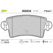 302034 VALEO КомплеК т гальмівних колодок, дискове гальмо