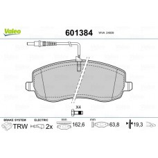 601384 VALEO КомплеК т гальмівних колодок, дискове гальмо