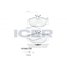 141046-700 ICER Комплект гальмівних колодок дисковий гальм