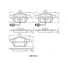 DBP784-02 DANAHER Комплект гальмівних колодок дисковий гальм