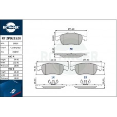 RT 2PD21520 ROTINGER Комплект гальмівних колодок дисковий гальм