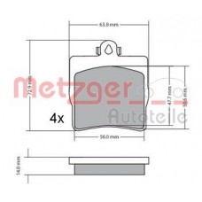 1170016 METZGER Комплект гальмівних колодок дисковий гальм