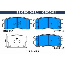 B1.G102-0981.2 GALFER КомплеК т гальмівних колодок, дискове гальмо