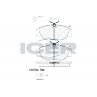 180760-700 ICER Комплект гальмівних колодок дисковий гальм