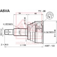 TY-28 ASVA Шарнирный комплект, Привідний вал