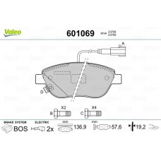601069 VALEO Комплект гальмівних колодок дисковий гальм