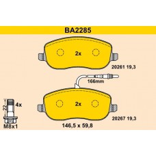 BA2285 BARUM Комплект гальмівних колодок дисковий гальм