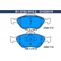 B1.G102-0519.2 GALFER КомплеК т гальмівних колодок, дискове гальмо