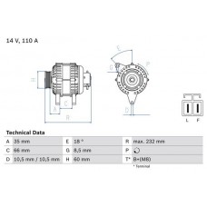 0 986 048 301 BOSCH Генератор