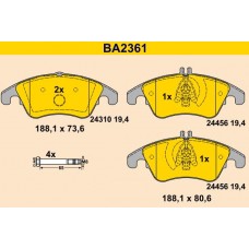 BA2361 BARUM КомплеК т гальмівних колодок, дискове гальмо