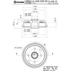 14.A152.10 BREMBO Гальмівний барабан