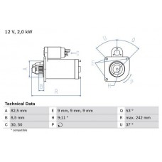 0 986 018 450 BOSCH стартер