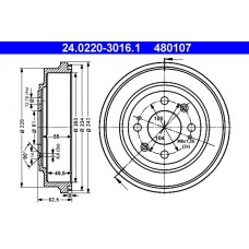 24.0220-3016.1 ATE Гальмівний барабан
