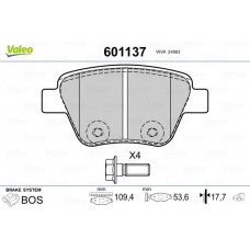 601137 VALEO Комплект гальмівних колодок дисковий гальм