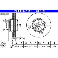 24.0130-0109.1 ATE Гальмівний диск