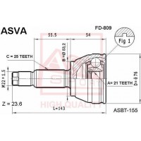 FD-809 ASVA Шарнирный комплект, Привідний вал