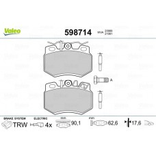 598714 VALEO Комплект гальмівних колодок дисковий гальм