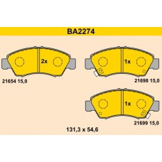 BA2274 BARUM Комплект гальмівних колодок дисковий гальм