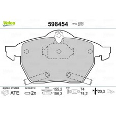 598454 VALEO Комплект гальмівних колодок дисковий гальм
