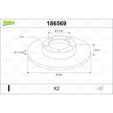 186569 VALEO Гальмівний диск