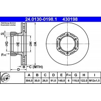 24.0130-0198.1 ATE Гальмівний диск