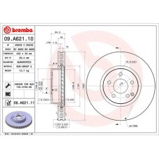 09.A621.11 BREMBO Гальмівний диск