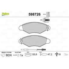 598726 VALEO Комплект гальмівних колодок дисковий гальм