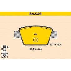 BA2303 BARUM Комплект гальмівних колодок дисковий гальм
