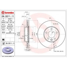 09.D211.11 BREMBO Гальмівний диск