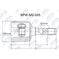 NPW-MZ-035 NTY Шарнирный комплект, Привідний вал